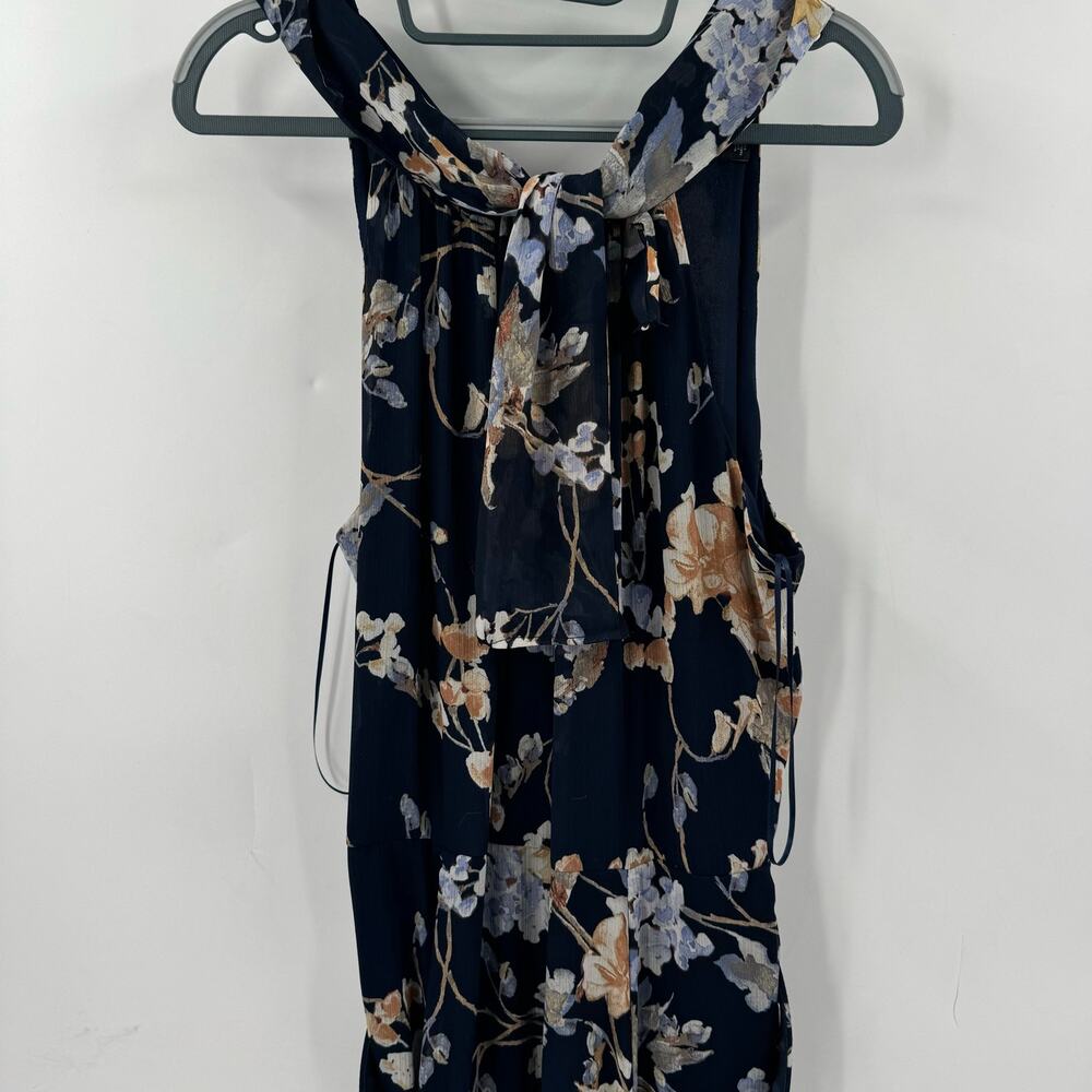 Black Label LRL Floral print Halter neckline sleeveless Belted Gown - Picture 14 of 14